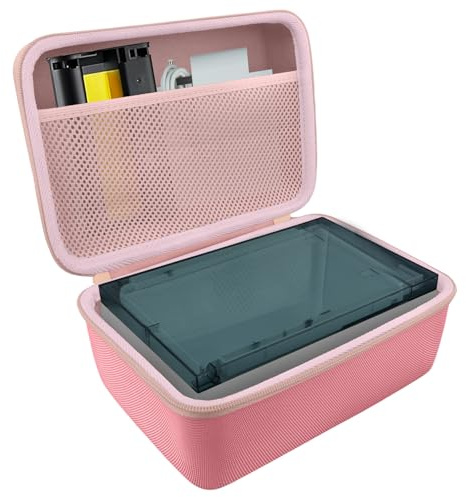 Khanka für Liene Amber M100/M200 Fotodrucker Smartphone 10X15 Hartschalenkoffer, Tragetasche mit Netzfach für Liene DHP513 4x6'' Zubehör, Nur Tasche（Rosa）