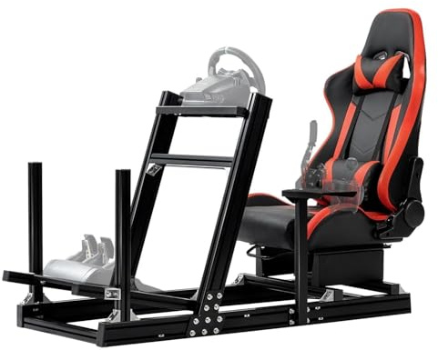 Dardoo 4080 Frame F1 Racing Simulator Cockpit mit Sitz Passend für Logitech G920 G923, für Thrustmaster T300Rs ohne Lenkrad, für Xbox, Pedale und Handbremse