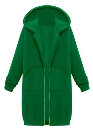 Generisk sweatjacka dam lång med huva, lång huvjacka dam vinter lång jacka lätt huva kappa med dragkedja oversize höstrock fleecejacka långärmad huvtröja med fickor