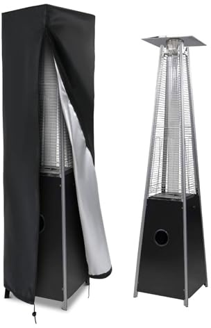 Cubierta para calentador de patio, 420D, impermeable, para exteriores, tela Oxford, protector de calentador de jardín, anti lluvia, UV, polvo, negro (221 x 61 x 53 cm)