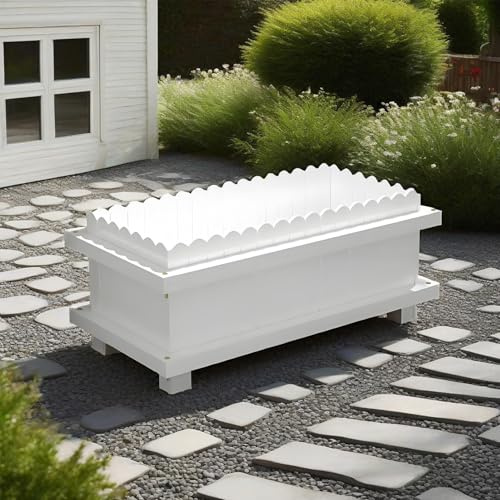 Baodiale Jardinera Rectangular de Resina Macetas Altas para Plantas al Aire Libre Moderna Caja de Flores de Alta Resistencia con Agujeros de Drenaje para Patio Interior Exterior