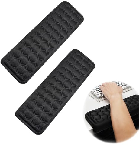 2 Stück L-förmige Handgelenk- & Ellenbogenauflagen, Ergonomische Memory Foam Schreibtischkantenpolster mit Massage-Textur, Rutschfest, Komfort Unterstützung für Büro, Gaming & Home-Desk