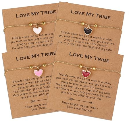 Drogomen Friendship Gifts for Women, 4Pcs Friendship Bracelets for Women Best Friend Bracelet Birthday Christmas Valentine's Day Gifts for Friends Female Bestie BFF Soul Sister (4pcs)