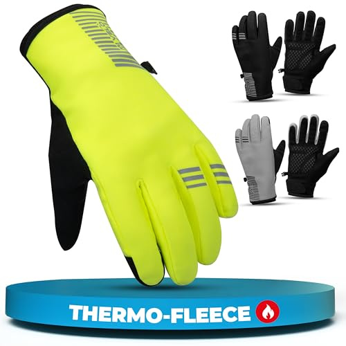 MIVELO Winterhandschuhe Winddicht & wasserfest - Warme Handschuhe mit 3M-Isolierung für Damen & Herren - Fahrradhandschuhe mit Touchscreen-Funktion - rutschfest & atmungsaktiv (Gelb, M)