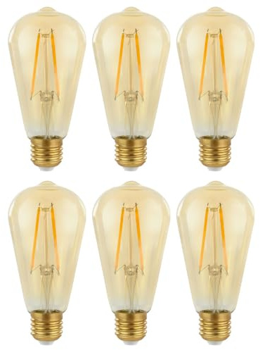 NCC-Licht 6x LED Lampe Retro ST64 Edison 2W 240lm Warmweiß 2700K | LED Filamentlampe aus Glas in Goldoptik, ersetzt 25W Glühlampe, gemütliches Licht ideal für Wohnbereiche