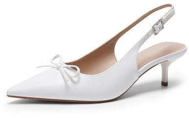DREAM PAIRS Escarpins Femme Pointu Talon Slingback,Size 40,Blanc