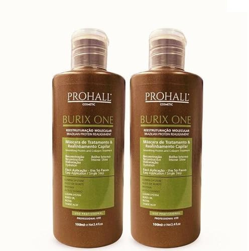 Burix One Keratina Para Alisar el Cabello-Tratamiento Alisado Brasileño Sin Formol en Casa-100ML-Paquete de 2- Hasta 6 Meses de Duración-Transforma tu Cabello en Mechones Lisos y Suaves-Prohall