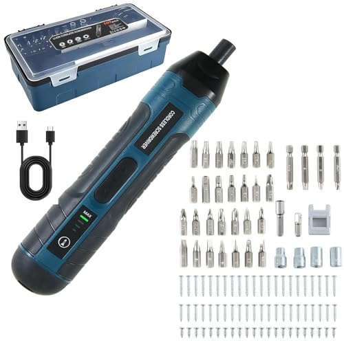 Electric Cordless Screwdrivers 105 in 1, 3.6V Rechargeable Mini Cordless Screwdriver with 4-Gear Torque and LED Light, 5N.m Max Torque Drill Screwdriver Bits Set for Daily and Light Industrial Use