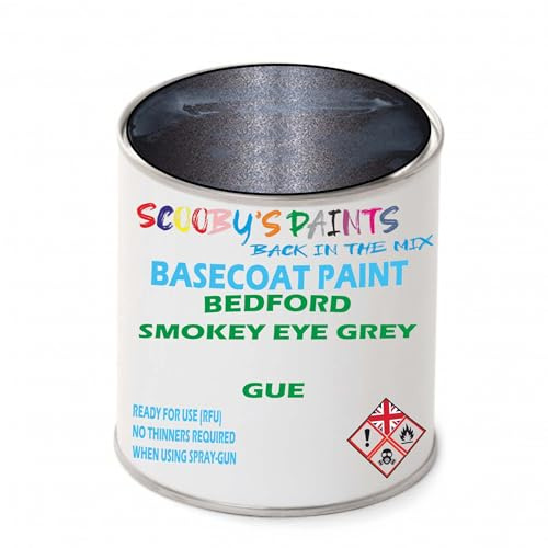 SCOOBYS PAINTS BACK IN THE MIX Paint Compatible With Bedford Smokey Eye Grey Gue Basecoat Rfu Ready For Use - spray Automotive Colour (250Ml)