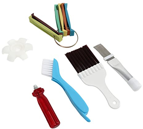 HELEVIA Luftkonditioneringsfenrengöringsset, 3 Fenkammar och 2 Borstar för Rengöring Av Kondensorförångare, med Plattång i Rostfritt Stål och Plastborste för AC och Kylskåp
