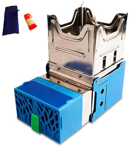 Estufa de leña portátil con multiplicador, ventiladores duales y 3 ajustes de velocidad del viento para acampar al aire libre y barbacoa de picnic
