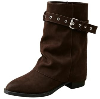 Generisch Bottines élégantes pour femme avec talon - Bottines d'extérieur - Tige large - Bottines à talon bloc - Bottes confortables pour femme - Bottes sexy - Bottes larges - Chaussures de cheville