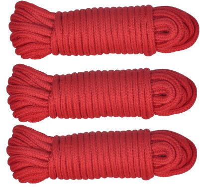 3x 10m Bondageseil Bondage Seil 3x 10 Meter Fesselseil schwarz rot weiß (3x 10m Rot)