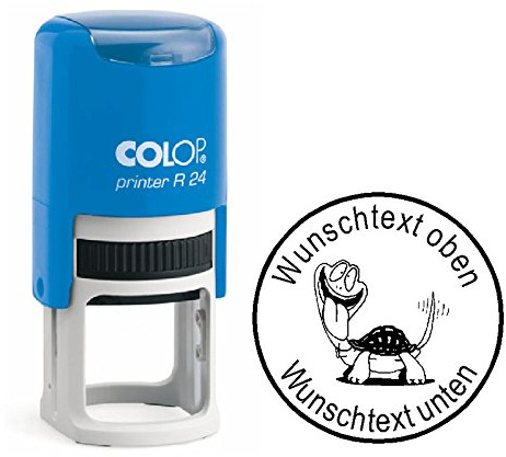 Taucherstempel « TURTLE 07 » Abdruck ca. Ø 24 mm - Stempel für Taucher mit persönlichem Namen, Motiv & Tauchspruch - lustige Schildkröte