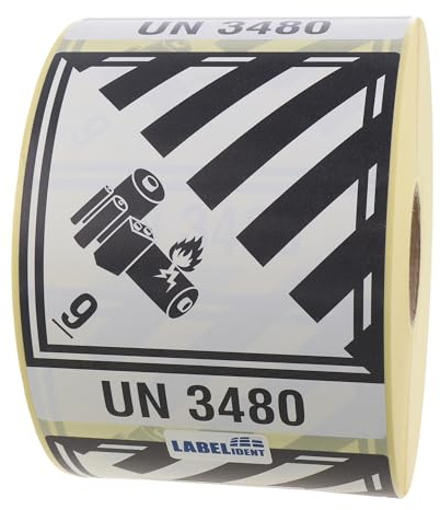 Labelident Gefahrgutaufkleber 100 x 120 mm - Gefahrgutetiketten Klasse 9A - 1.000 Etiketten auf 1 Rollen, Papier weiß-schwarz