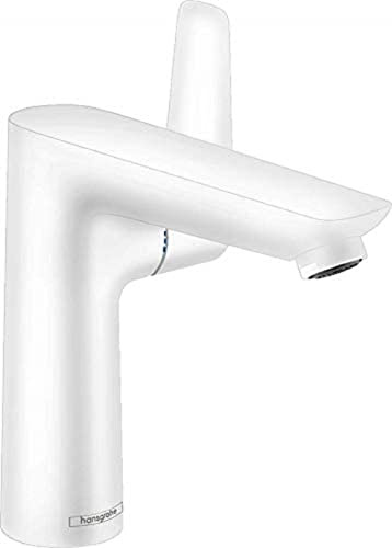 hansgrohe Wasserhahn Talis E (wassersparende Armatur mit Auslauf Höhe 150mm und Zugstangen-Ablaufgarnitur) Mattweiß