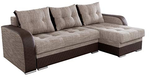Ecksofa Sydney mit 2 Bettkasten und Schlaffunktion, Eckcouch, Freistehendes Polsterecke, Sofa, Bettfunktion, Couchgarnitur, Couch, Top-Qualität Wohnlandschaft (Lawa 02 + Eko Pik Karo 1116/60)