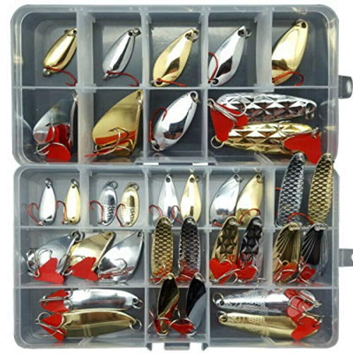 Powertool Angelköder-Set, künstliche Fischköder, Forelle, Lachs, Box, 35 Stück, lebensechte Angelhaken