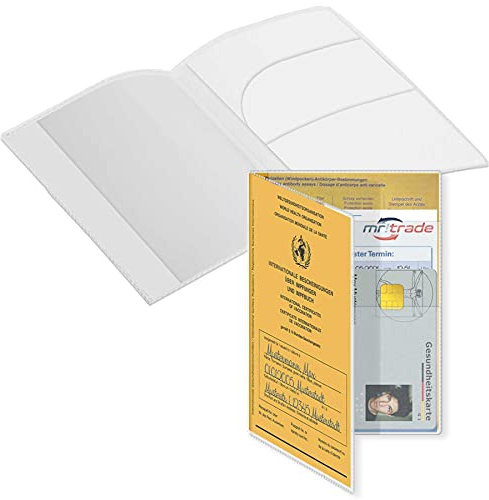 4x Hülle mit Extrafach für Impfausweis Impfpass (Größe 13x9.3 cm, Ausstelldatum ab ca 2005) - aufklappbar - mattiert - Impfpasshülle Klarsichthülle Schutzhülle
