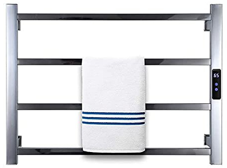 WPHH Portasciugamani Elettrico, Radiatore Scaldasalviette A Parete A 4 Barre da Bagno, Termoarredo Riscaldato Impermeabile in Acciaio Inossidabile 304 con Controllo Tempo/Temperatura,Hardwired