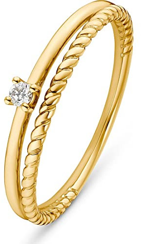 CHRIST Damen-Damenring 375er Gelbgold 1 Diamant 54, Gelbgold 32017655
