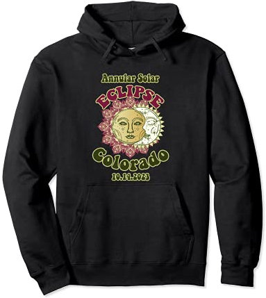 Eclipse 2023 Solar-Ring, 1970er Retro-Astronomie Colorado Pullover Hoodie