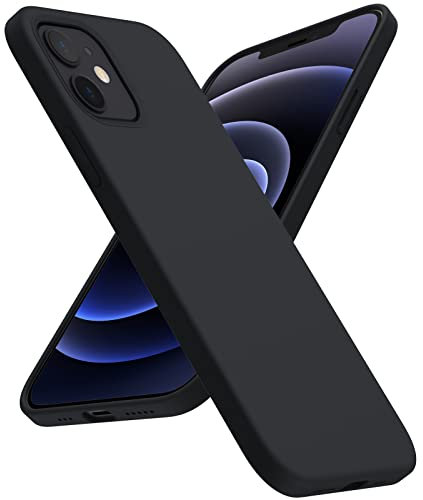 ACRONIX Liquid Silicone Case Compatible with iPhone 12/12 Pro 6.1 inch, 3 Layers Full Body Protective Covered Soft Gel Rubber Case Cover with Microfiber Lining-Black