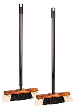BigDean 2X Zimmerbesen mit Stiel - Besen Holzbesen Teleskopstiel Stubenbesen Haushaltsbesen Kehrbesen - Made in Germany - Extra weiche Kunstborsten