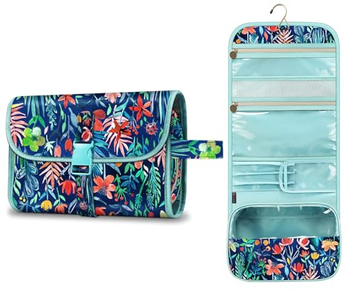 Portable Toiletry Travel Wash Bag, FINPAC Large Water Resistant Hanging Makeup Organizer Cosmetic Storage Pouch Case for Women Girls, Jungle Night