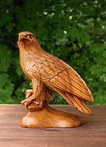G6 Collection 20,3 cm Holz-Statue, handgefertigt, amerikanische Adler-Statue, handgefertigte Figur, Skulptur, Kunst, handgeschnitzt, rustikale Lodge, Outdoor-Dekoration, Heimdekoration, Adler-Statue