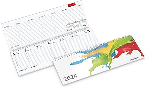 GEIGER-OFFICE Tisch-Querkalender 2026 TEMPO | Terminplaner 1 Woche auf 2 Seiten | 30,5 x 10,5 cm | 128 Seiten + Karton-Einband | Made in Germany