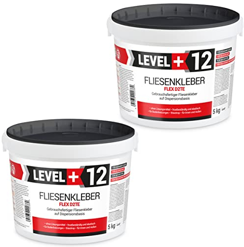 Fliesenkleber Fertig 5kg + 5kg Steinkleber Flexmörtel Dünnschicht Weiß Innen Außen Gebrauchsfertiger Dispersions-Kleber RM12