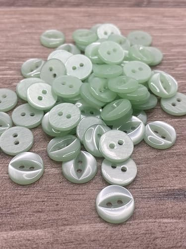 Fisheye Buttons 2 Hole Baby Knitting Pack of 10 (36 Mint Green, 14mm)