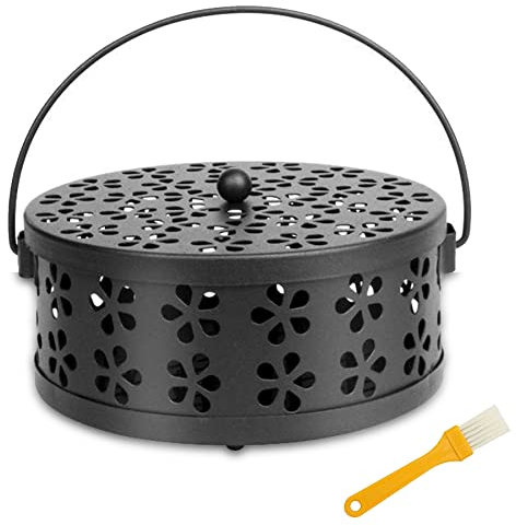 Mückenspirale Halter, Moskito Spulenhalter, Räucherstäbchenhalter, Tragbar Moskito Spulenhalter Mückenspirale Behälter, klassischer Retro Rundhalter für Schlafzimmer, Büro, öffentliche Orte (Schwarz)