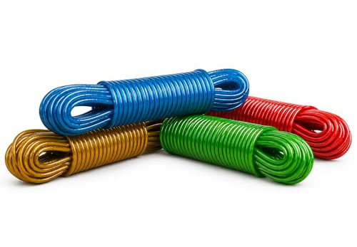 50 m – 4 mm Wäscheleine, Seil, Metallkern, Wäscheleine, dicker, starker Kunststoff, PVC-Abdeckung zum Trocknen von Kleidung, Garten, Außenbereich, verschiedene Farben