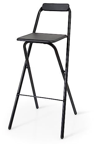 Milton & Oldbrook Sgabello da bar pieghevole Belfast nero, MIFU000042-BK