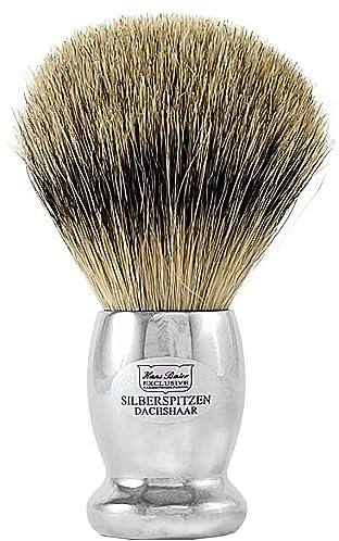 Hans Baier Exclusive Rasierpinsel Griff Metall silberfarben - Größe 1