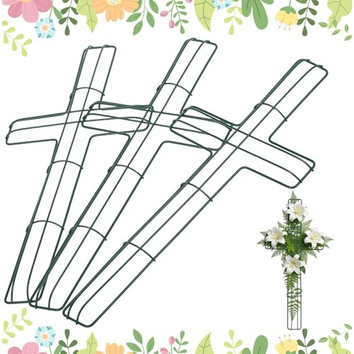 RORPOIR 3pcs Cross Floral Wreath Form Cross Shaped Wreath s Decorations Metal Wire Frame Easter Religious Christmas Christmas Tinsel Front Door Iron Accessories