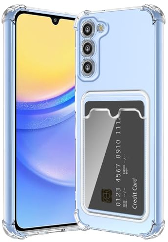 Hülle für Samsung Galaxy A15 mit Kartenfäch Transparent Silikon TPU Handyhülle Ultra Dünn Weiche Stoßfest Flexibel Handy Tasche Bumper Case für Samsung Galaxy A15