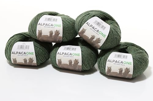 250 Gramm 100% Baby Alpaka Wolle 112m 4-4,5 Nadelstärke Nm 4/9 Strick-Häkel Garn Strickwolle Farbe: Grün Melange