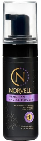 Norvell Venetian Sunless Facial Self Tanner Mousse with Bronzer 1.7 fl oz – Instant Natural Looking Fake Tan, Anti Orange, Streak Free, Long Lasting Sunless Bronzing Glow
