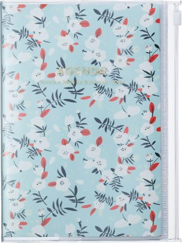 MARK'S 2024/2025 Taschenkalender B6 vertikal, Flower Pattern, Turqoise: Von Oktober 2024 bis Dezember 2025