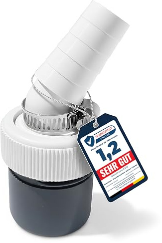 Adattatore di scarico per lavatrice DN 40 – per la lavastoviglie – angolo collegamento macchina con raccordo di ingresso da 19 – 24 mm e uscita tubo da 40 mm con filettatura