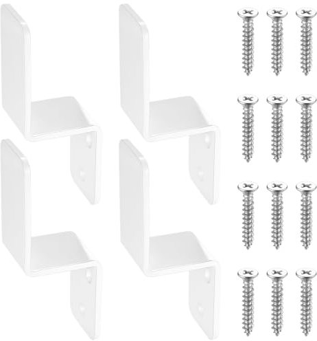 4 PcsDoor Barricade Brackets, Z Shaped Bracket Metal, Heavy Duty Door Bar Security Door Locks Brackets Clamps, Drop Open Bar Holders for Barn Gate Shed Security Reinforcement, White