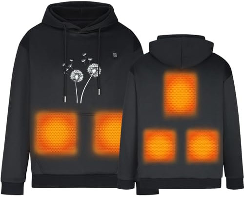 Battnot Beheizbare Hoodie Damen Herren USB Beheizter Pullover 5 Heizzonen Beheizte Kapuzenpullover Elektrisch Beheizbare Sweatshirt mit Kapuze Sweatshirt Bluse Tops Beheizte Hoodies für Männer Frauen