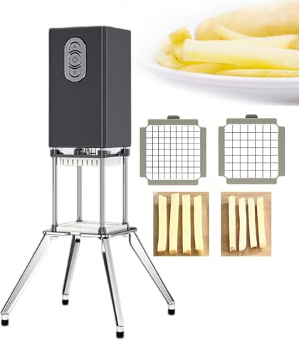 pedenencelia Coupe Pommes Terre Automatique,Coupe Frites Électrique,avec Lames 9 Mm,12,2 Mm,pour Pommes Terre,Carottes,Concombres,600 W,Matériau en Acier Inoxydable,Hachoir Légumes Électrique,Black