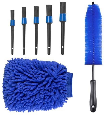 Carehabi Auto Reinigungsset 7PCS Felgenbürste Auto Mikrofaser Detailing Pinsel Reinigungspinsel Auto für Felgenreinigung