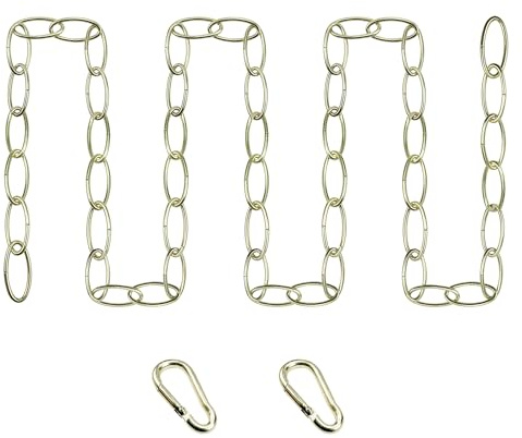 6 Ft Lighting Chain with Connection Locks for Hanging Lamp, Chandelier, Pendant, Lantern, Swag Lamp, Plant/Flower/Fruit Basket, Light Fixture Chain, Brass