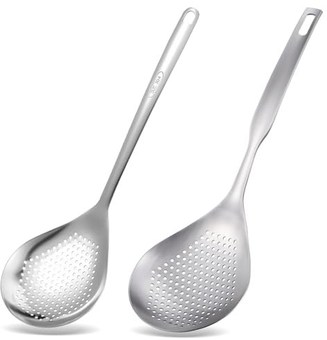 Alipis 2piezas Espumaderas Colador De Pasta Cucharas Ranuradas Cuchara Para Pasta Acero Inoxidable Colador Cocina