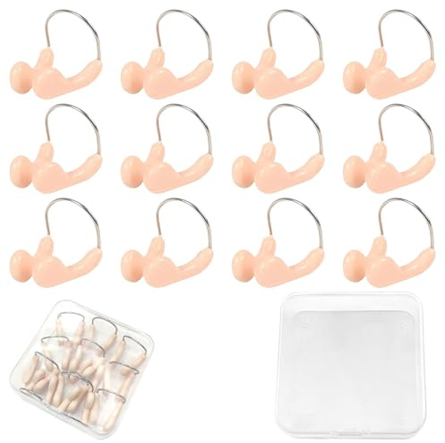 AOMAIGAD 12PCS Nose clip,Ppince nez natation,Clip de nez Unisexe bouchon,De nez avec boîte swim nez protecteur,Pince-nez étanche,robuste et fiable,qui protège les adultes et les enfants (12 PCS+1 Box)